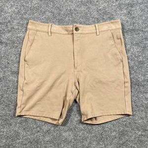 True‎ Classic Khaki Tan Chino Shorts Mens Size 34 Stretch Rayon Nylon TCT4807